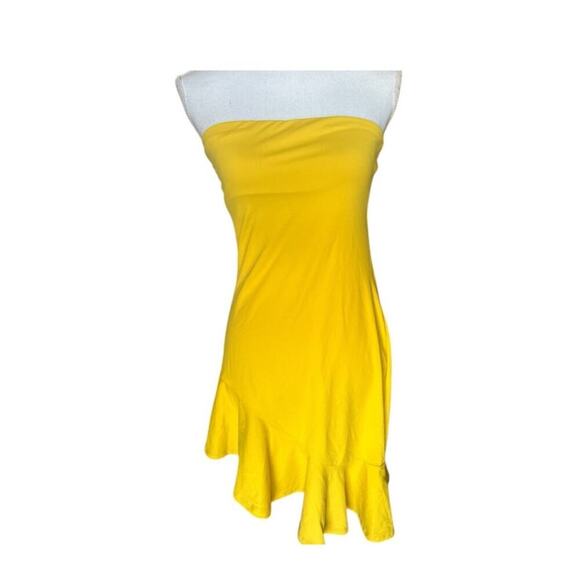 Susana Monaco lemon zest ruffle strapless dress medium - Picture 5 of 7